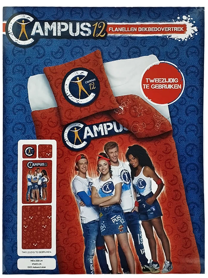 Campus 12 Set Lenjerii de pat din Flanel  140*200cm/65*65cm(Husa pentru perna+plapuma)