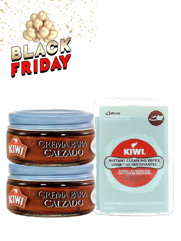 2*Kiwi Crema pantofi rotund fara burete 50 ml Conac + Kiwi Servetele umede pentru curatarea incaltamintei 4 buc (12x15 cm)Gratis!